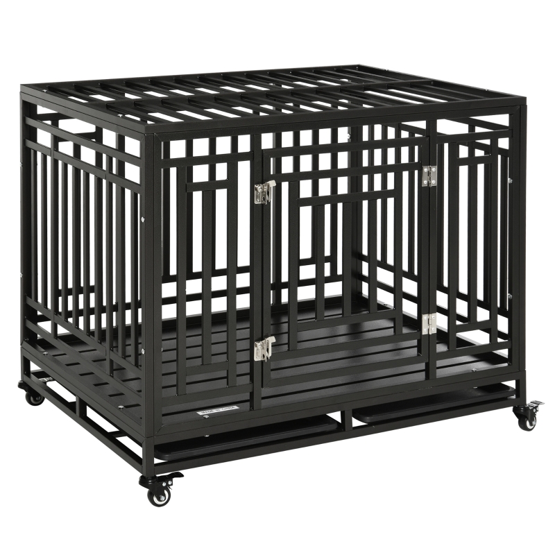 PawHut 41'' Strong Pet Dog Crate Mobility Cage w/ Playpen Metal & Removeable Tray