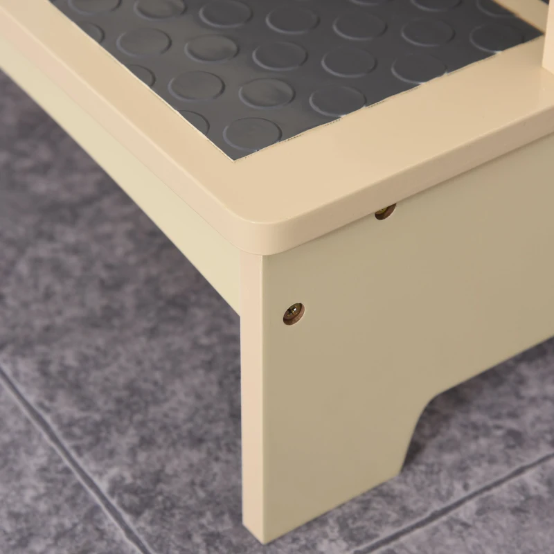 Qaba Toddler Tower Kitchen Helper for Children with 2 Non-Slip Steps and Support Handles - Natural