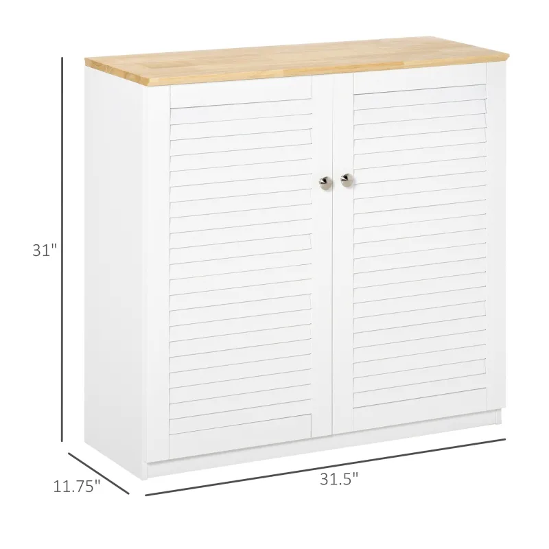 HOMCOM Storage Cabinet Kitchen Sideboard with Louvered Doors, Freestanding Floor Cabinet for Living Room, Hallway, White