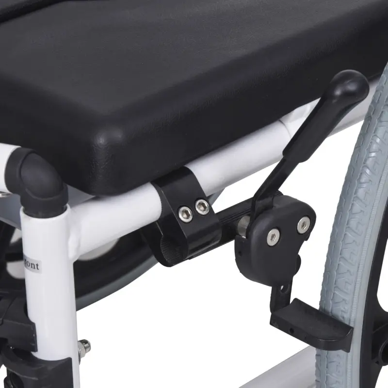 HOMCOM Rolling Shower Wheelchair Bath Toilet Commode Bariatric with Wheels, Detachable Bucket & Shower-Proof Design, 17" Seat Width, Black