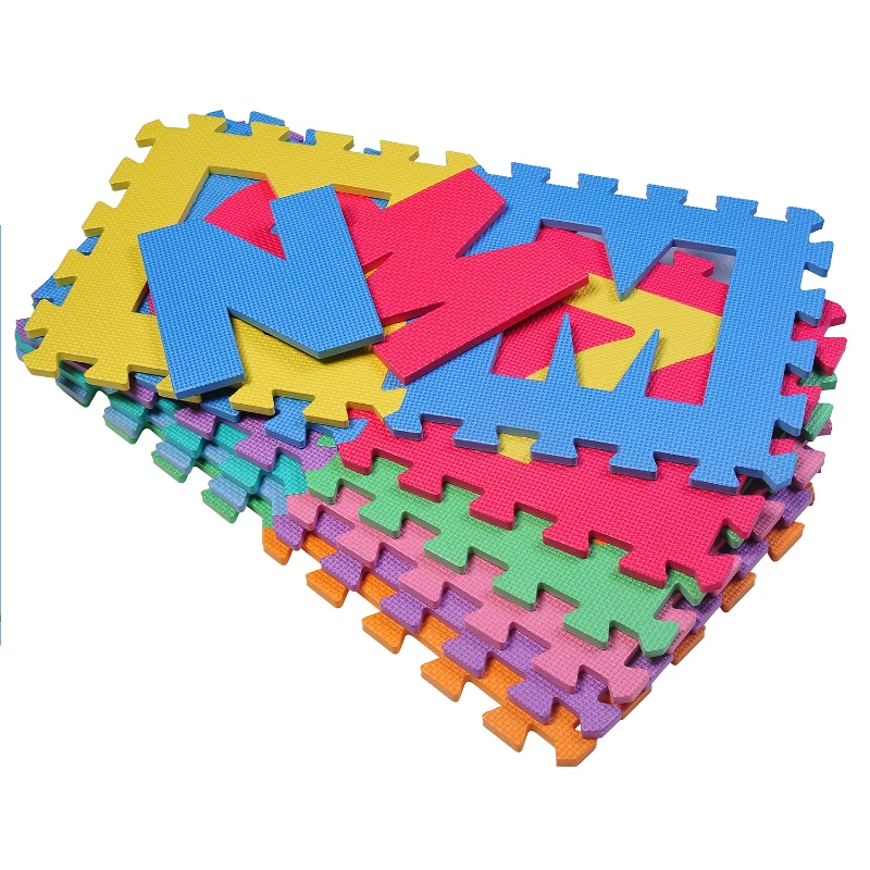 HOMCOM 33.6Sqft Number Alphabet EVA Puzzle Mat Interlocking Floor Mat Children Kids Toddler Play Foam with Certifications – 36 Pieces