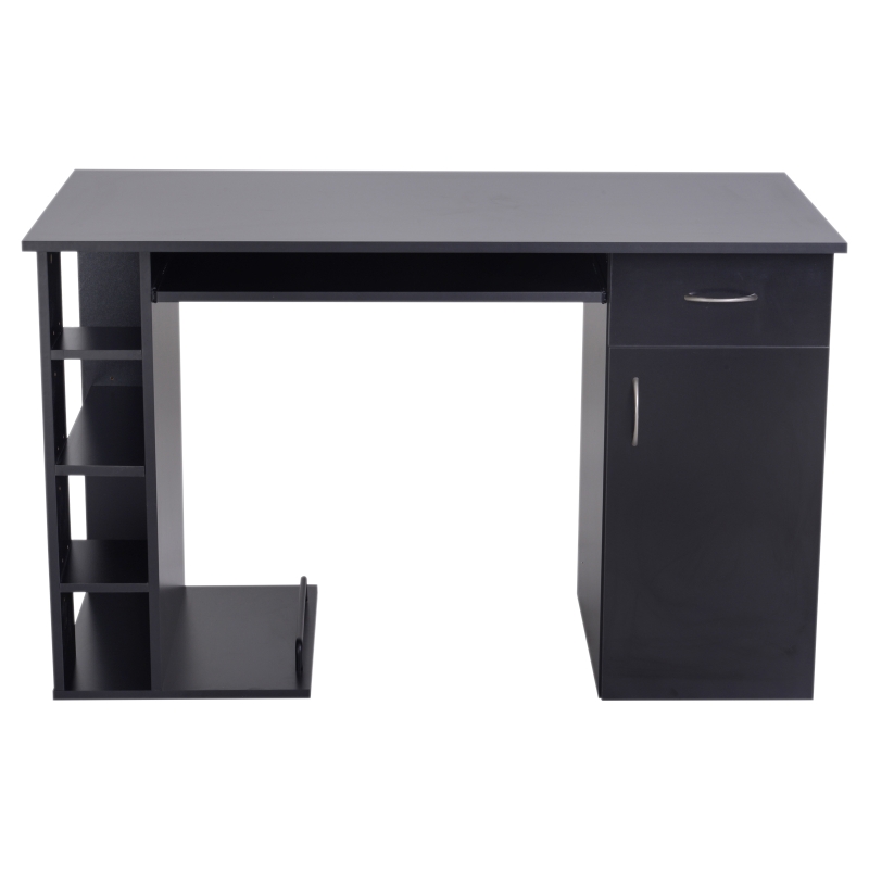 HOMCOM Computer Desk PC Workstation Table with Storage Shelves Drawer and Keyboard Tray, Black