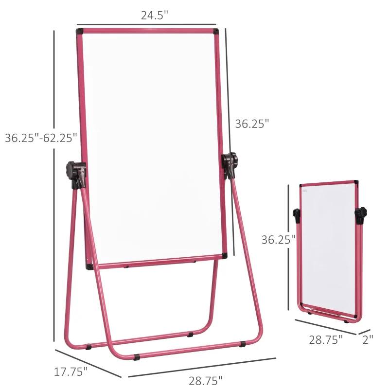 Vinsetto Foldable and Height Adjustable U-Stand Double Sided Whiteboard Chalkboard Easel