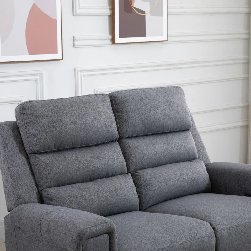 HOMCOM Modern Loveseat Recliner Sofa with Linen Fabric and Thick Sponge Padding, 2 Seater Couch Recliner Couch Manual Reclining Sofa Loveseat Couch Living Room Furniture, Gray
