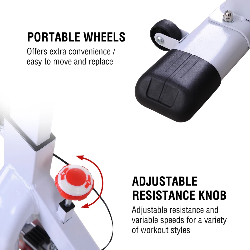Soozier Adjustable Stationary Exercise Bike Indoor Bicycle Cycling Trainer Home Gym Fitness Workout Equipment with LCD Monitor White