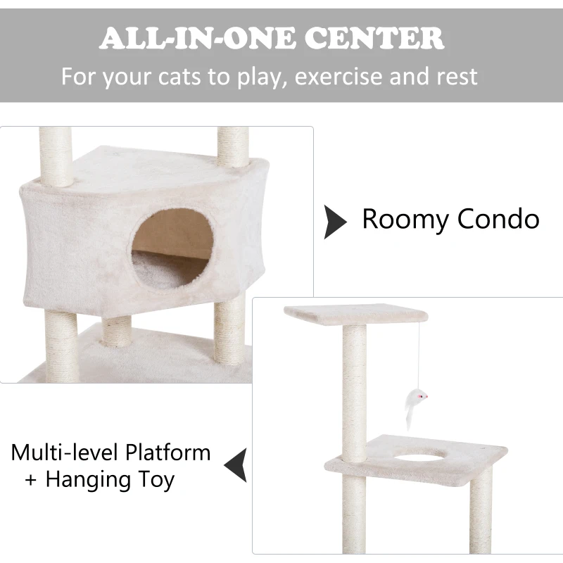 PawHut 51" Multi-Level Cat Tree with Hanging Toy