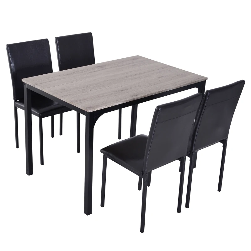 HOMCOM 5pcs Kitchen Dining Table Padded Seat PU Upholstery
