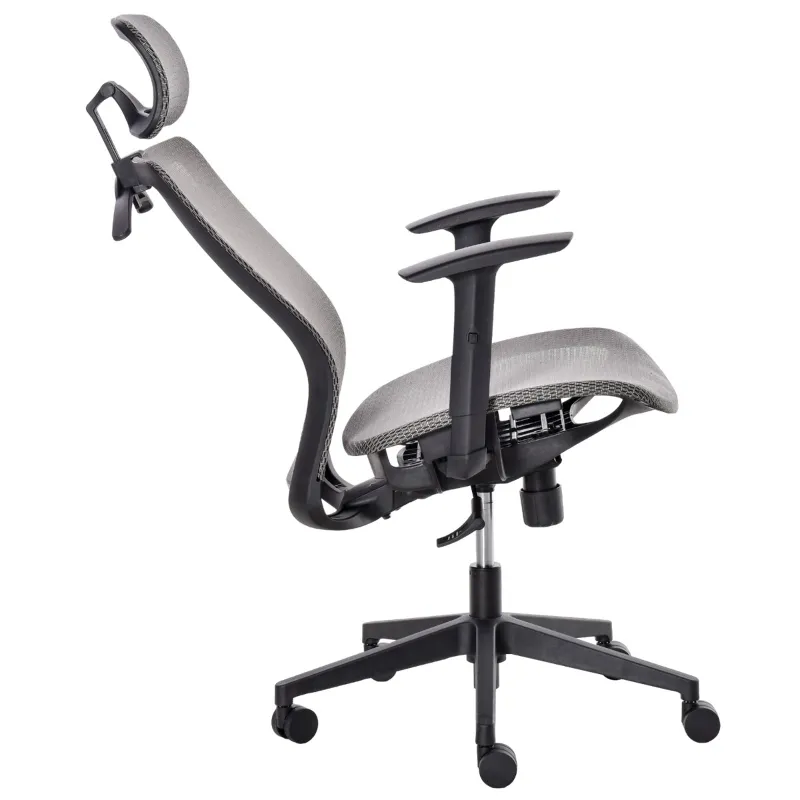 Vinsetto High-Back Mesh Home Office Chair with Coat Hanger, Computer Task Chair with Adjustable Height, Arms, Headrest and Lumbar Support, 360° Wheels and Seat, Reclining Function, Grey