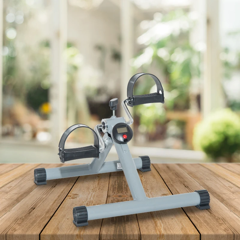 Soozier Cardio Mini Cycle Arm Leg Exercise Pedal Bike with LCD Display Home Gym Workout Trainer(Grey)