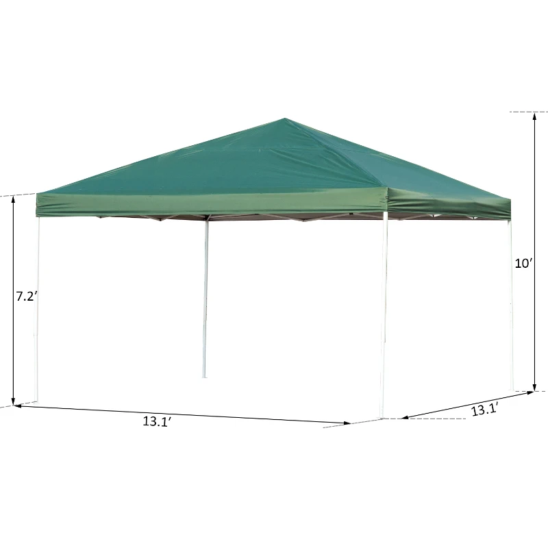 Outsunny 13x13ft Easy Pop up Tent Outdoor Sun Shelter with Carrying Bag Green