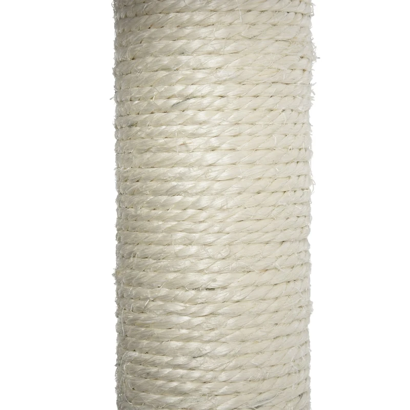 PawHut 2-Level Cat Tree Wooden Activity Tower for Pets with Super Soft Cushions, Fun Cat Feather Rope, and Scratch Posts