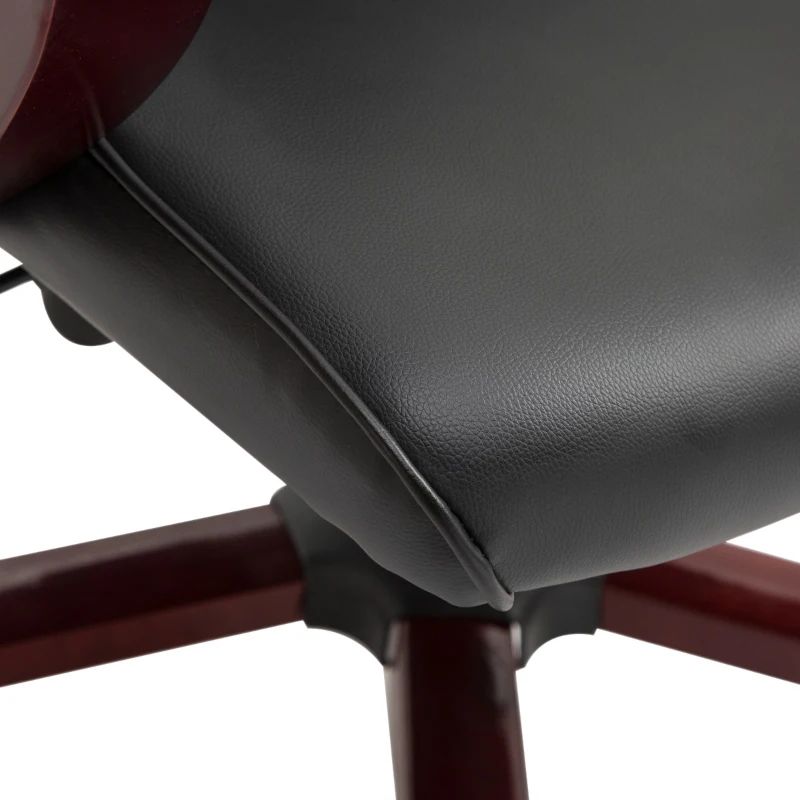 Vinsetto High Back Faux Leather Office Chair with Button Tufted Design, Executive Computer Desk Chair with Solid Wood Feet and Arms, Black