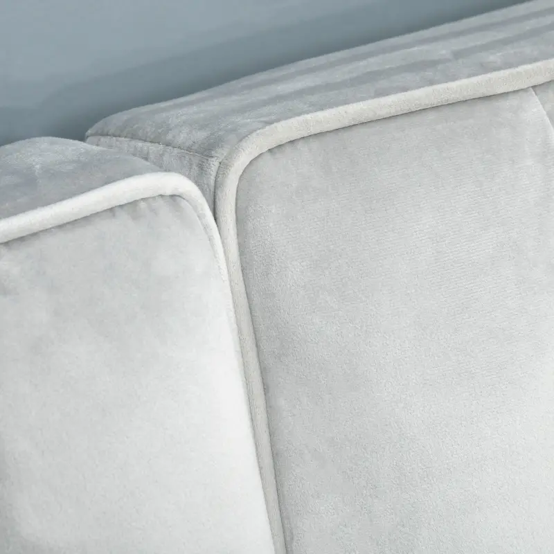 HOMCOM Upholstered L-Shaped Sofa Bed, Reversible Sectional Recliner Sofa Set, Velvet-Touch Sleeper Futon with Footstool, Grey