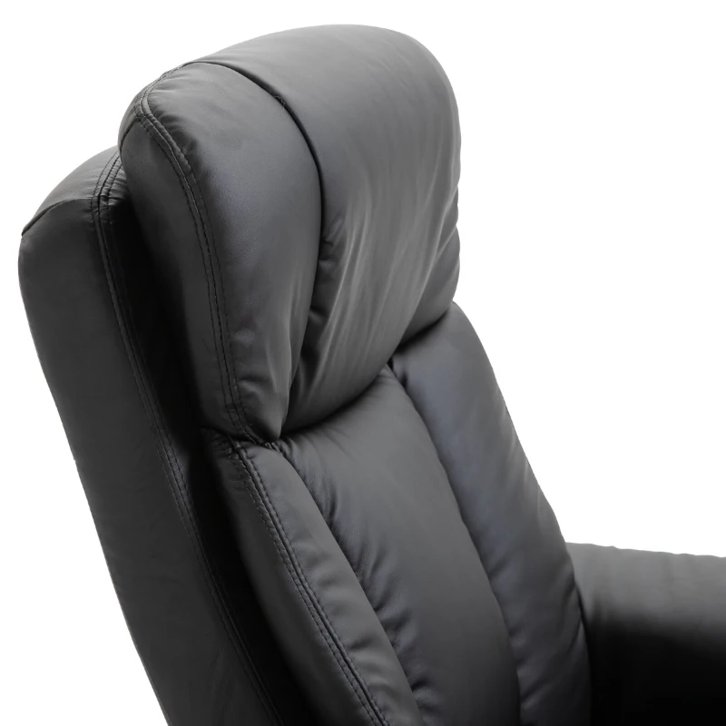 HOMCOM PU Leather Massage Sofa Recliner Chair with Ottoman Heated 10 Point Vibration Swiveling Armchair, Black