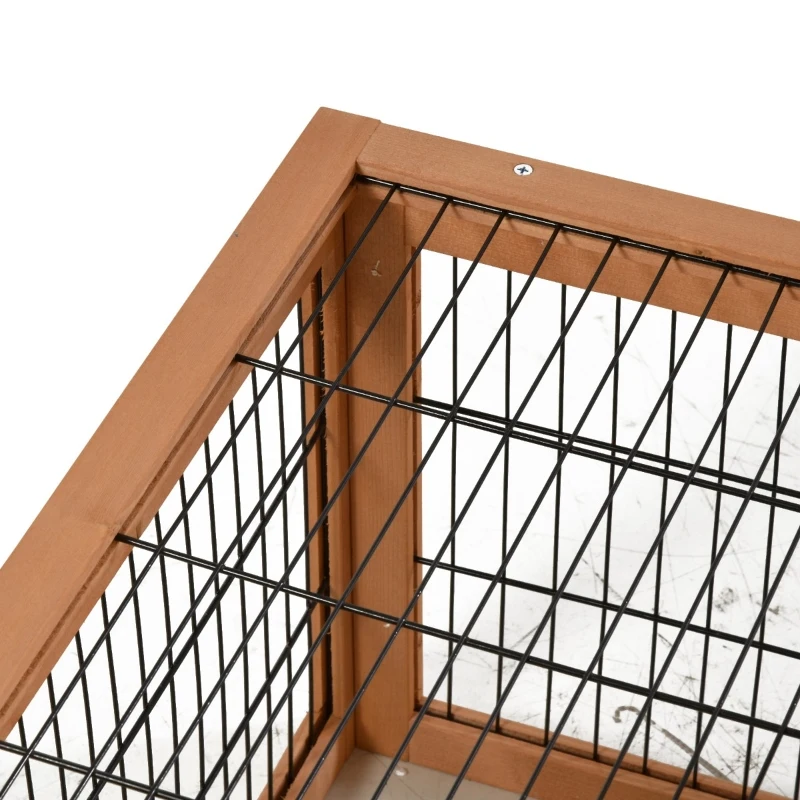 PawHut 53" Wooden Rabbit Hutch Bunny House Poultry Cage With Outdoor Run, Removable Tray, Ramp and Weatherproof Roof