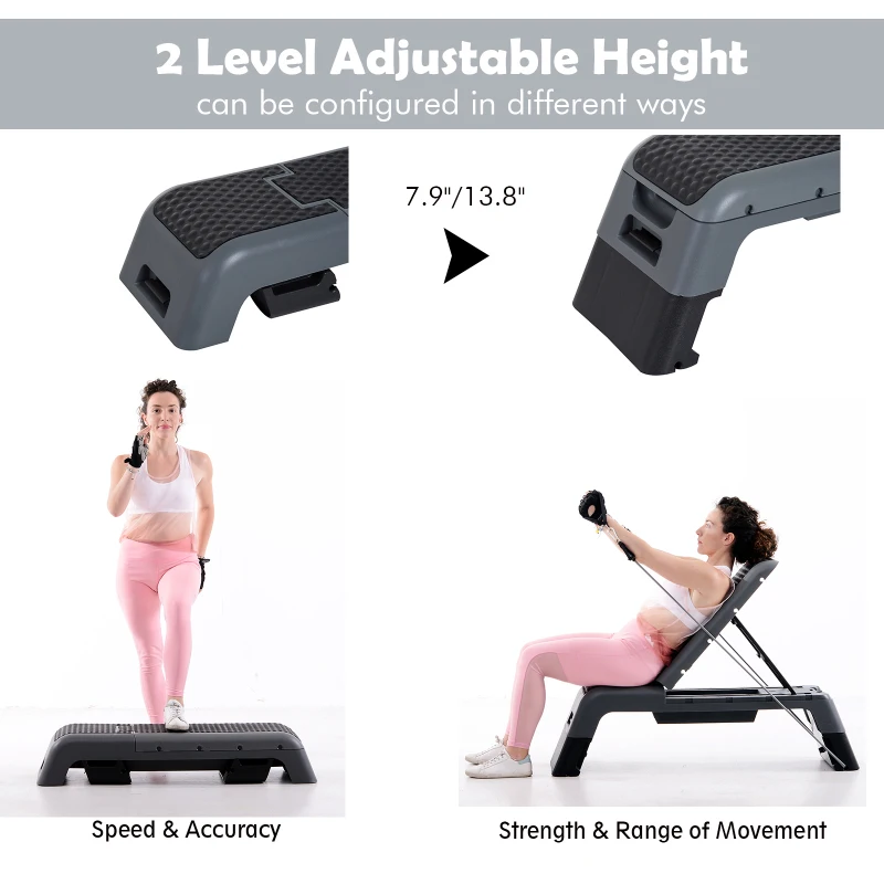 Soozier Deck Workout Bench Incline Decline Platform w/ Resistant Band