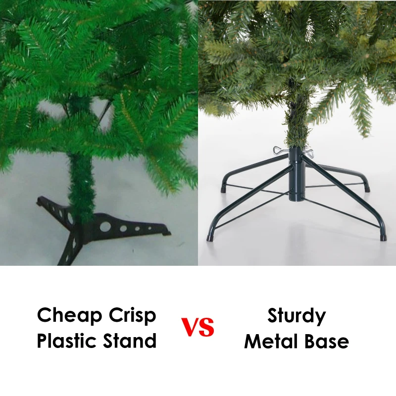 HOMCOM 7ft Artificial Christmas Tree Unlit with Metal Stand  2692 Tips Foldable Base