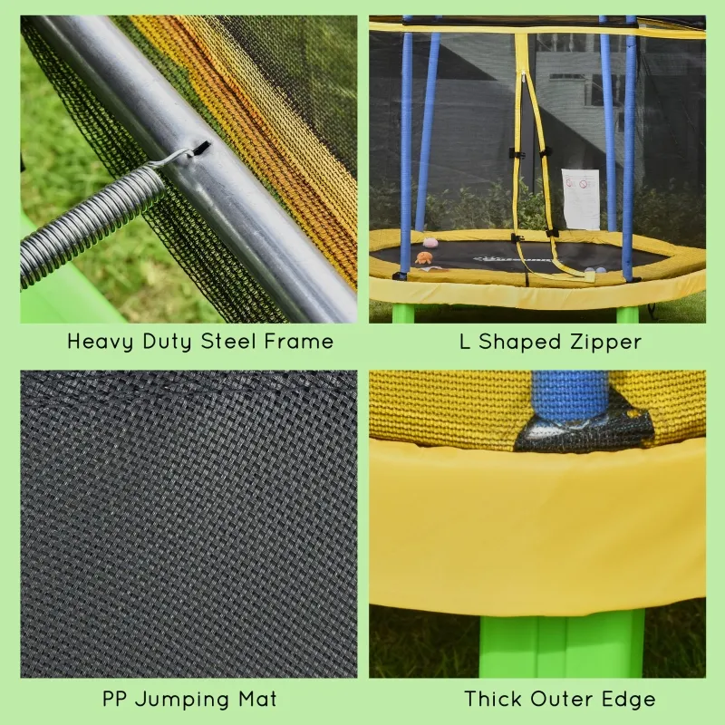 Outsunny 7FT Heavy-Duty Trampoline for Kids Outdoor Toys, Small Backyard 7' Trampoline with Net, Exercise Toy for Kids 3-12, Yellow