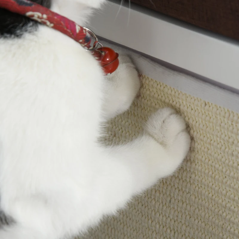 PawHut Wooden Cat Bed Cube House with Soft Padded Cushions, 2 Exterior Scratching Boards, & Interior Space, White