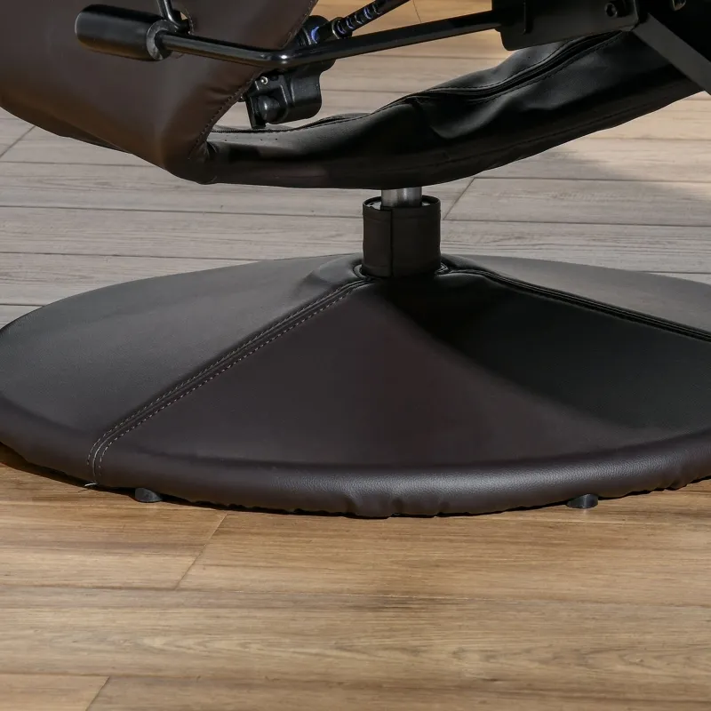 HOMCOM Manual Recliner, Swivel Lounge Armchair with Side Pocket, Footrest and Cup Holder for Living Room, Brown