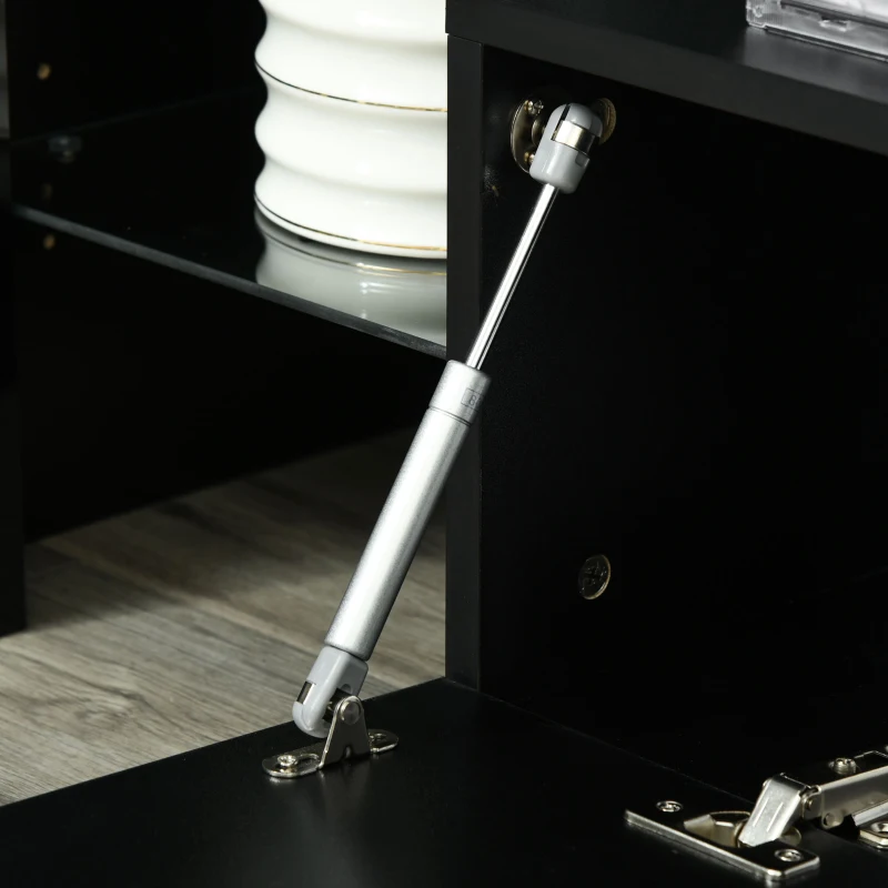 HOMCOM High Gloss TV Stand Cabinet with Remote Controlled LED Lights, Media TV Console Table with Storage Compartment for TVs up to 65", Black