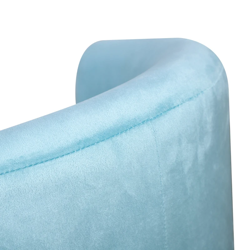 Qaba Velvet Kids Armchair Kids Furniture with Armrest, Plastic Legs - Blue