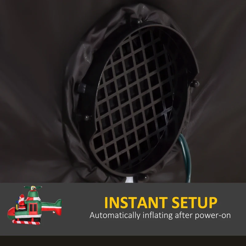 HOMCOM 5FT Christmas Inflatable Santa Claus Flying Helicopter with Built-in LED Lights, Outdoor Indoor Blow up Holiday Yard Decorations