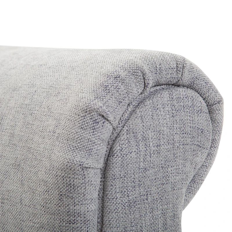 HOMCOM 52" Linen Upholstered Accent Ottoman Bench With Armrests, Light Gray