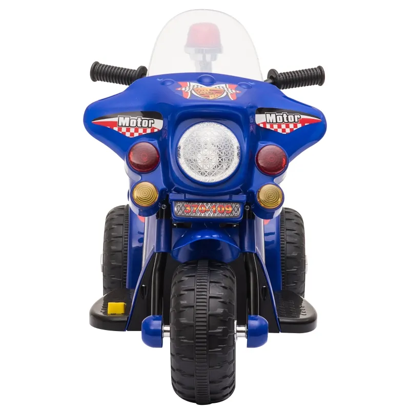 Aosom 6V Kids Motorcycle Dirt Bike Electric Battery-Powered Ride-On Toy Off-road Street Bike with Music & Horn Buttons, Stable 3-Wheel Design, & Rear Storage Space, Blue