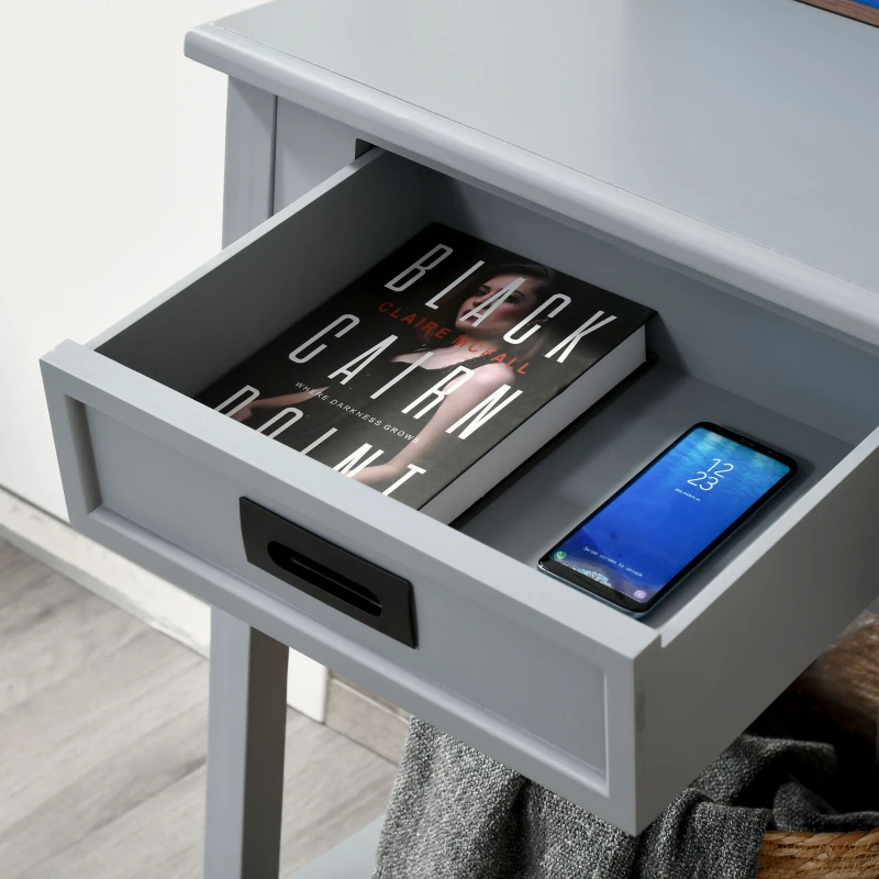 HOMCOM Console Table with 2 Storage Drawers and Open Shelf, Modern Sofa Table for Hallway, Living Room, or Bedroom, Grey