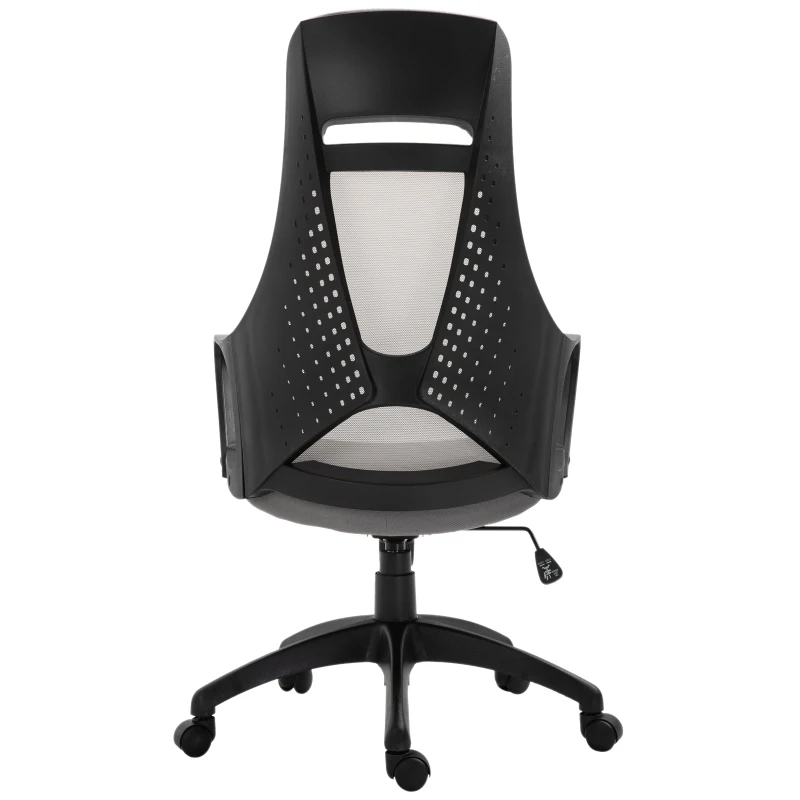 Vinsetto Office Computer Chair Mesh High Back Lumbar Support Adjustable Height Padded Linen Swivel Castor Wheels Grey