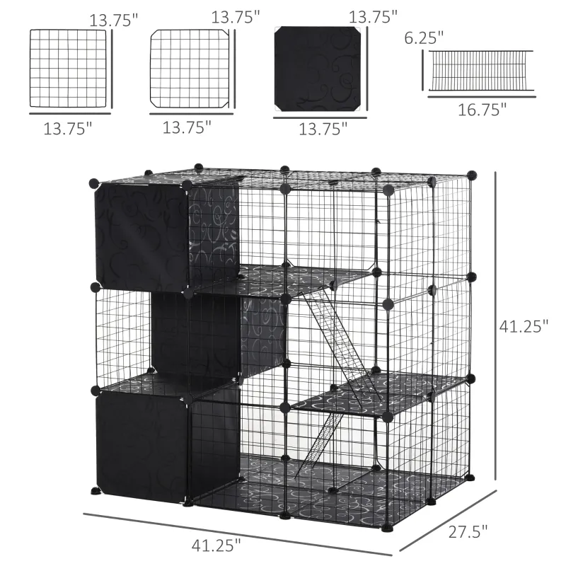 PawHut Spacious Chinchilla Cage - Multi-Level with Doors, Storage Shelf, 41.25" L x 27.5" W x 41.25" H, Ideal for Small Animals