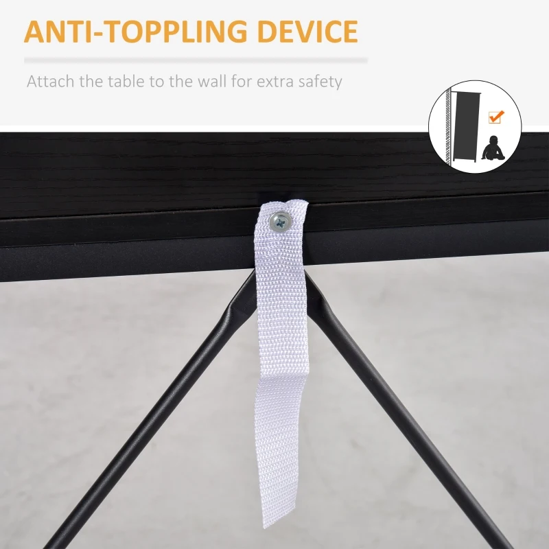 HOMCOM Console Table, Hallway Table with 2 Drawers,  Steel Frame Sofa Table for Entrance and Living Room, Black