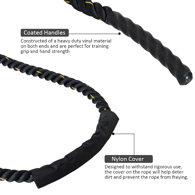 HOMCOM Poly Dacron Battle Rope Fitness Undulation Rope Φ1.5" Exercise Cross Strength Training Workout