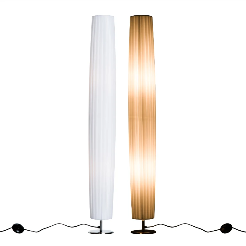 HomCom 48” Modern Free Standing Round Floor Lamp With Fabric Linen Shade - White