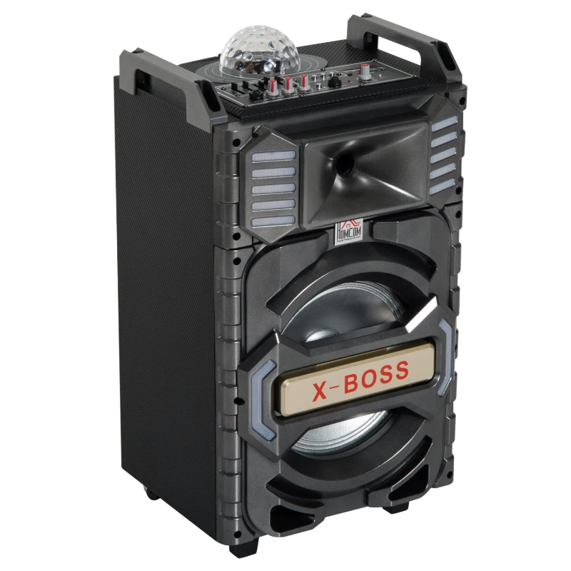 HomCom 50 Watt Portable Bluetooth Subwoofer Speaker System with LED Party Lights