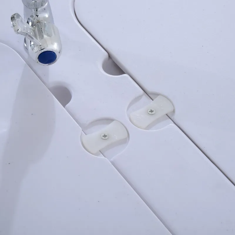 Outsunny 40" Portable Camping Table with Faucet Folding Easy-Clean Camping Table with Dual Water Basins