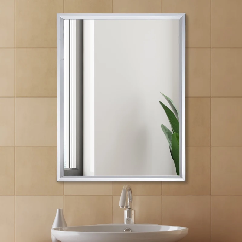 kleankin 24” L x 32” W Framed Wall Mounted Bathroom Vanity Mirror - Silver