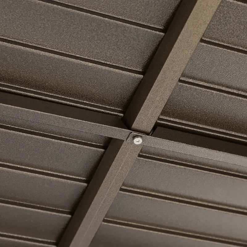 Outsunny 10' x 12' Hardtop Gazebo with Curtains and Netting, Permanent Pavilion Metal Roof Gazebo Canopy with Aluminum Frame and Top Hook, for Garden, Patio, Deck, Backyard, Brown