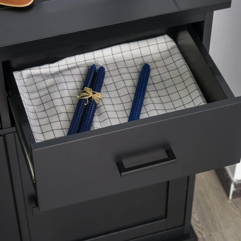 HOMCOM Buffet Storage Cabinet for Kitchen Entryway with 2 Cabinets and 3 Drawers, Adjustable Shelves, Black