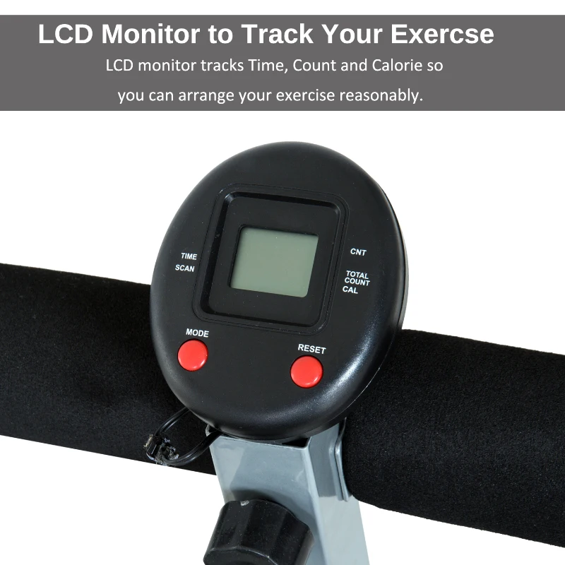 Soozier Steel Height Adjustable Multi-Position Abdominal Sit-Up Home Gym Bench with LCD Monitor and Resistance Bands