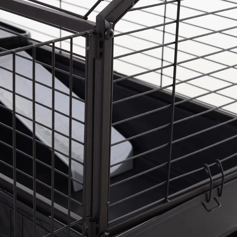 PawHut Rolling Metal Rabbit, Guinea Pig, or Small Animal Hutch Cage with Main House and Run