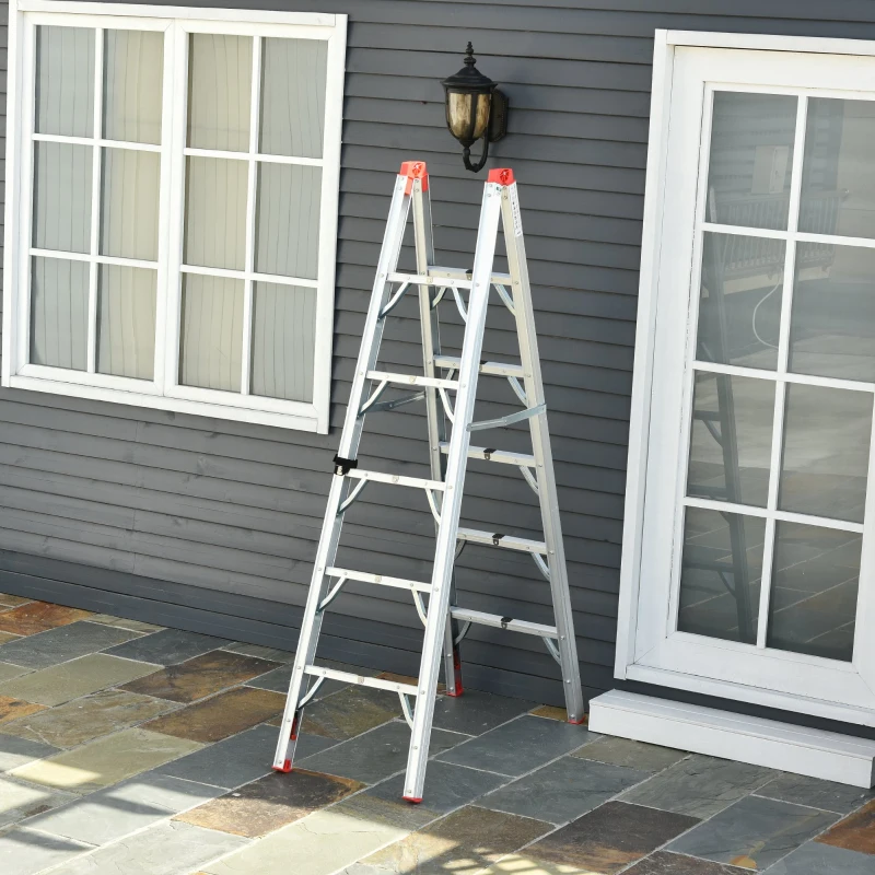 HomCom Multi-Purpose Folding Aluminum Ladder with 5 Platforms, for Indoor & Outdoor Use & a 330lbs Capacity, 73.5" Tall