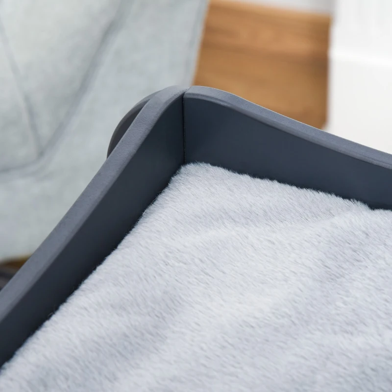 Pawhut Multi-level Wooden Cat House Kitten Bed Furniture with Removable Soft Cushion for Rest, Dark Grey