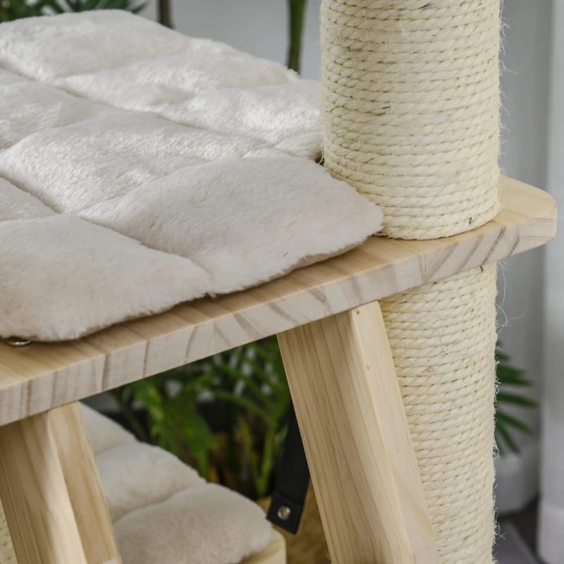PawHut Multi-Level Cat Tree Condo Tower with Sisal-Covered Scratching Post, Activities for Kittens & Soft Cushion Luxury