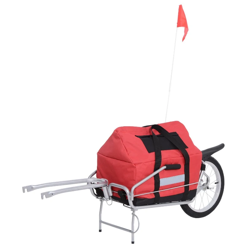 Aosom Single Wheel Foldable Bicycle Cargo Trailer - Red