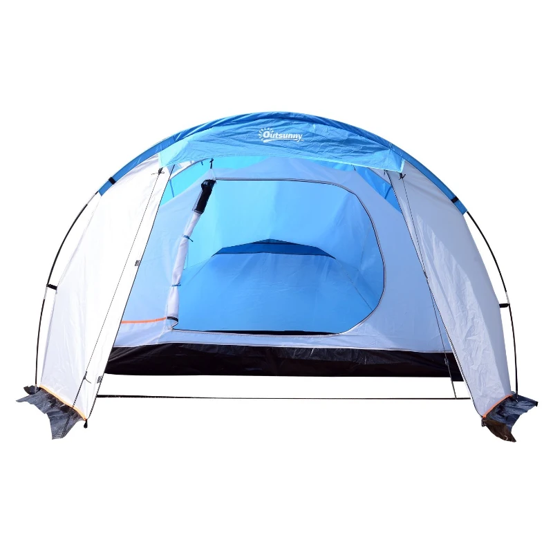 Outsunny 2-4 Person Waterproof Folding Family Camping Tent Outdoor Hiking Sleeping Dome Shelter w/ Front Porch
