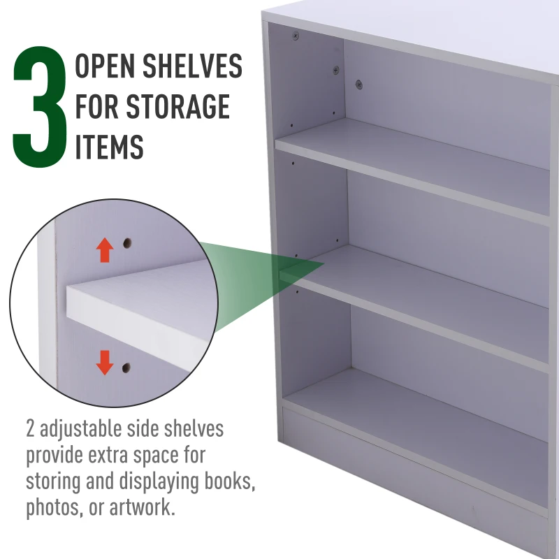 HomCom 40" Space Saving Modern Home Office Computer Desk Bookshelf Combo - White