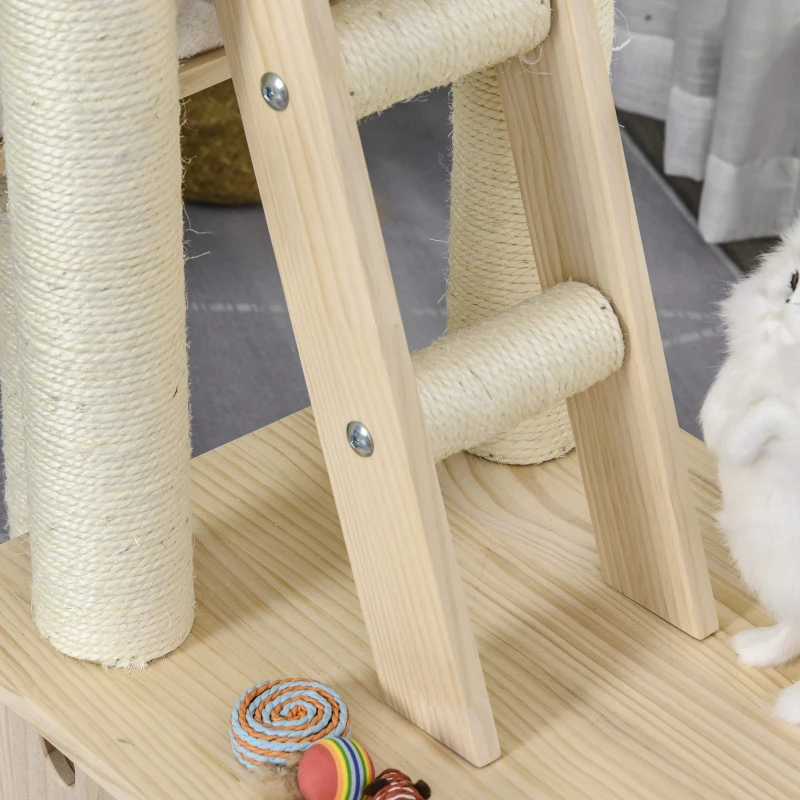 PawHut Multi-Level Cat Tree Condo Tower with Sisal-Covered Scratching Post, Activities for Kittens & Soft Cushion Luxury