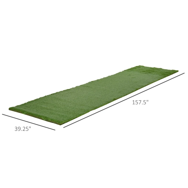 Outsunny 13' x 3.3' Synthetic Artificial Grass Turf Realistic Fake Thick Grass with UV Protection & Drain Holes, Outdoor Easy to Clean Lawn Pet Turf with High Density, 1.6'' Height